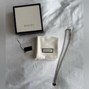 Gucci Sterling Silver Necklace with Silk Pouch and Box